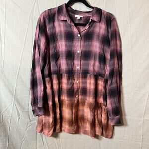 Women's multi colored Plaid J Jill long sleeve shirt size medium